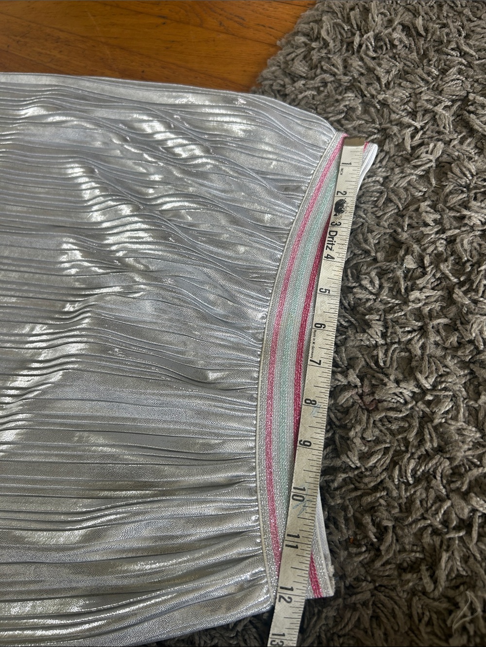 Kate Spade Skirt the Rules Girls Metallic Silver Pleated Midi 12 - Picture 7 of 8